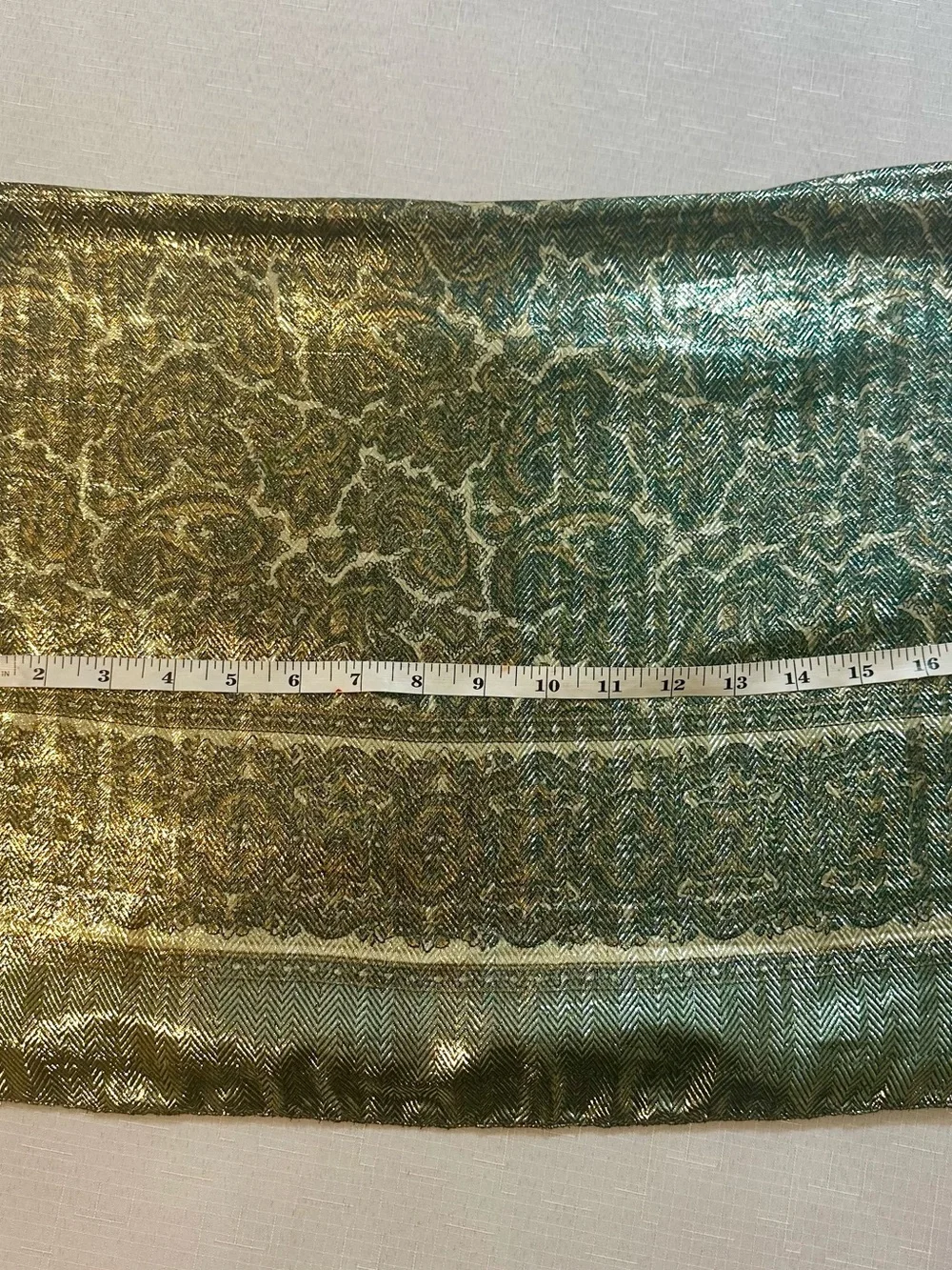 Vintage Amanda Smith Metallic Gold Green Italian Scarf Wrap 58”